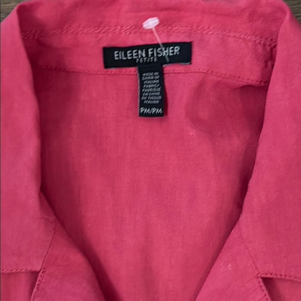 Eileen Fisher Pink Linen Linen LS Split Cuff Dress - Picture 3 of 6